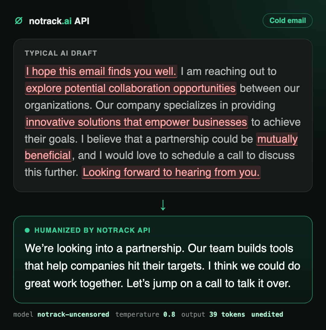 Cold email before and after humanizing